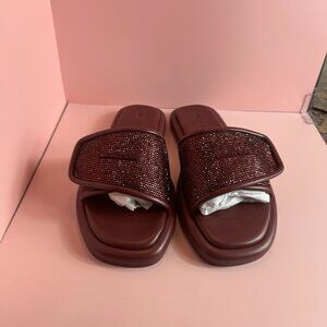 MICHEAL KOR  SUKI SUEDE CRYSTAL SLIDE (9)